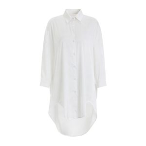 Sexy pajamas Female summer ice silk thin boyfriend style white shirt in the long loose large size real silk home service