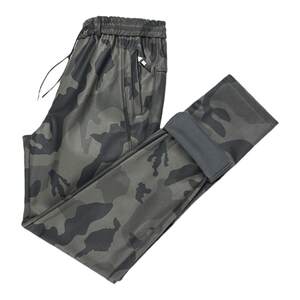 Camouflage leather pants men's slim stretch windproof small foot motorcycle plus velvet thickened autumn and winter riding motorcycle leather pants youth
