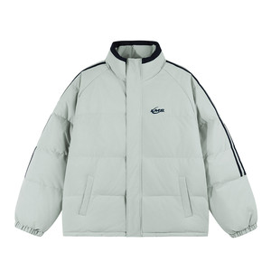 Lemanism tide brand American contrasting three bar alphabet cotton clothing men 2024 winter couple cotton jacket female
