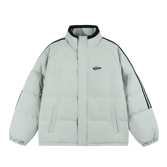 Lemanism tide brand American contrasting three bar alphabet cotton clothing men 2024 winter couple cotton jacket female
