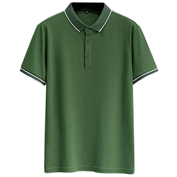 2023 New Summer Ice Silk Cotton High-end Polo Shirt Men's Short-sleeved Business Thin Line Lapel T-shirt Top Polo
