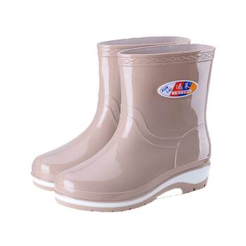 Four seasons women's short tweezer plus velvet fashion waterproof warm rain shoes
