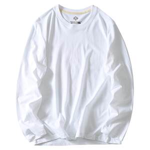 
100 wash pure cotton, spring and summer men's skin-friendly breathable solid color comfortable and casual round neck bottomed long sleeve T-shirt for men's T-trend