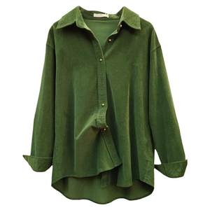 
Spring and Autumn Red Green Corduroy Long Sleeve Shirt Women's Retro Temperament Loose Laminated Pure Cotton Wool Shirt Top