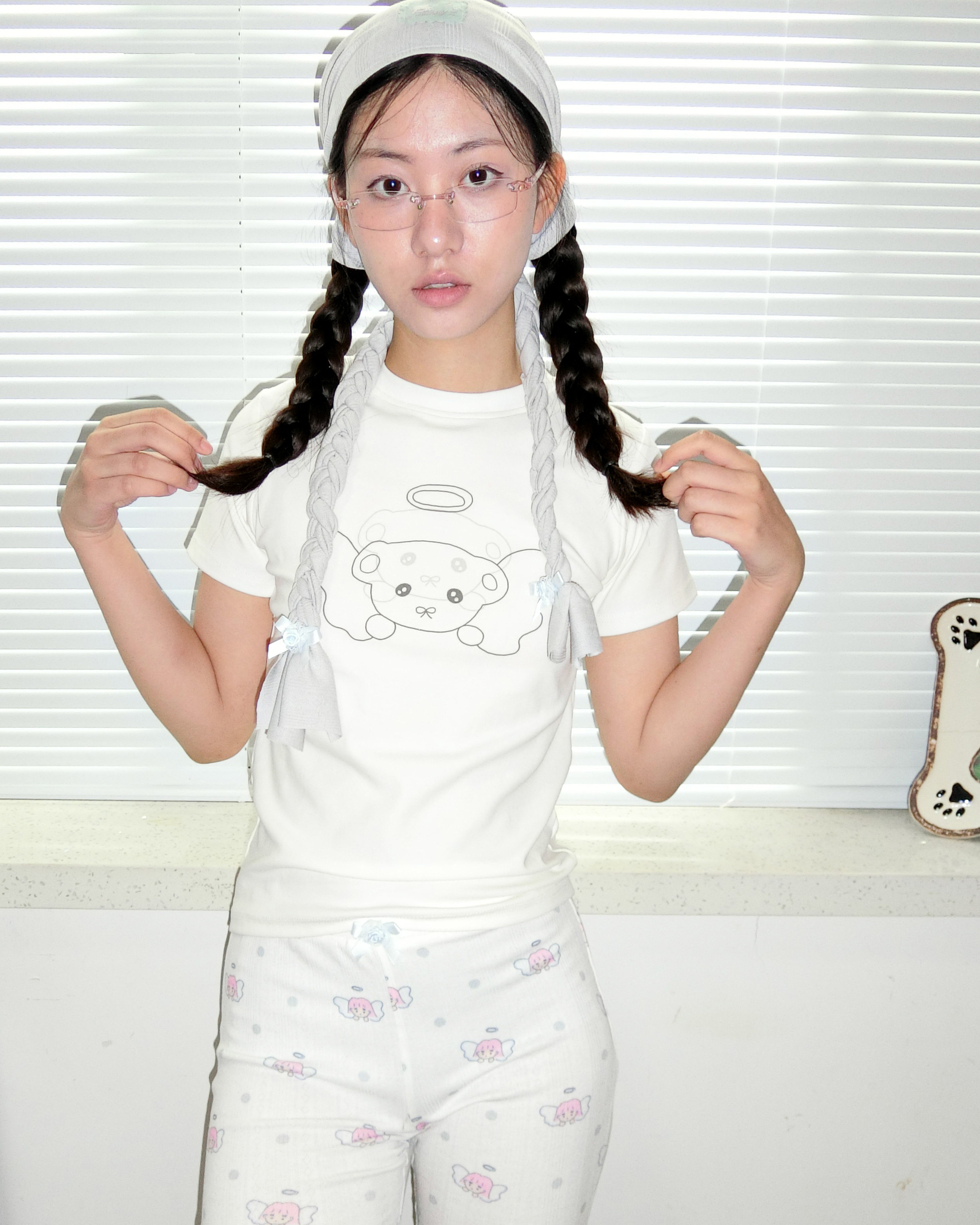 wackkY Z 原创设计可爱印花天使小狗趣味图案正肩纯棉短袖上衣T恤评价  