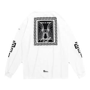
Monster Guardians new men's white casual sports T-shirt trendy loose printed long sleeves