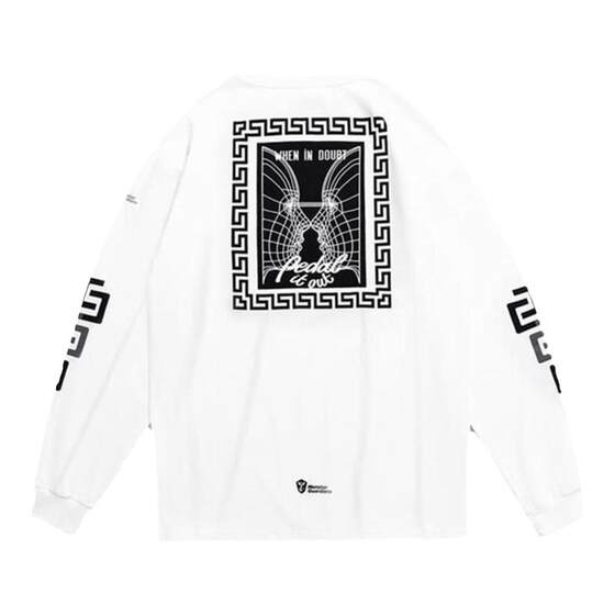 
Monster Guardians new men's white casual sports T-shirt trendy loose printed long sleeves