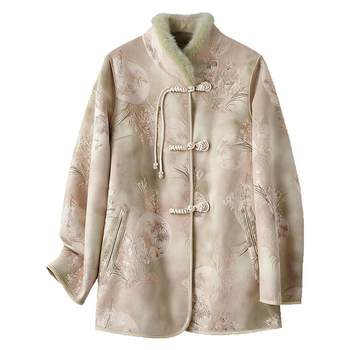 
Mink fur collar mother's winter fur all-in-one coat for women