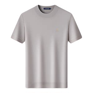 
Montagut men's knitted sweater short-sleeved bottoming top 2025 autumn new solid color inner wear middle-aged men's T-shirt Z