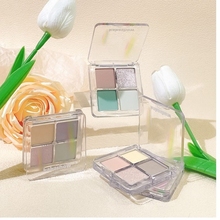 Spring Pink Green Contrast Eye Makeup Clear Eye Tail Green Early Spring Blossoms Flat eye shadow quad
