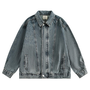 
Deconstructed denim jacket for men and women, spring and autumn, high-end, handsome, loose, American retro zipper jacket, top and coat