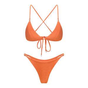 Yukari Swim Original Sexy Pink Triangle Split Bikini Gathering Three Point Split Swimsuit Women's Summer