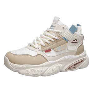 
Pull back high-top men's shoes spring youth running non-slip basketball practical sports and leisure heightening white dad shoes