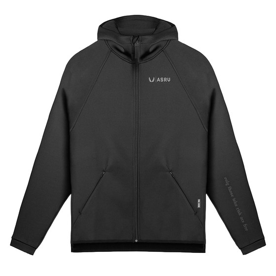 Spring new ASRV sports zipper and sweater men's heavy hooded blue ball casual long -sleeved fitness cardigan jacket
