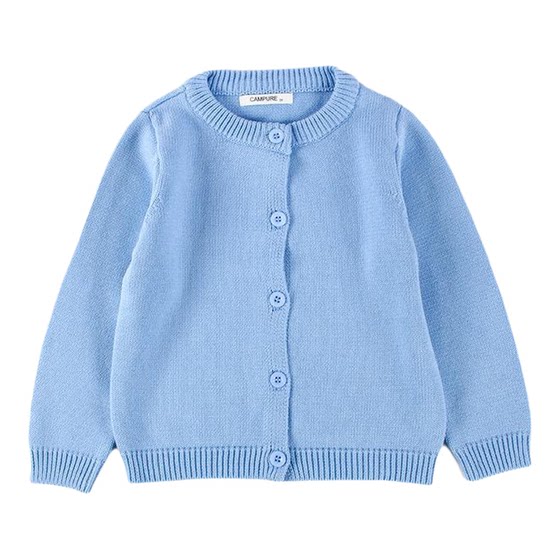 
Children's knitted cardigan jacket boys and girls baby sweaters double-breasted button autumn and winter top round collar pure cotton small and medium-sized children