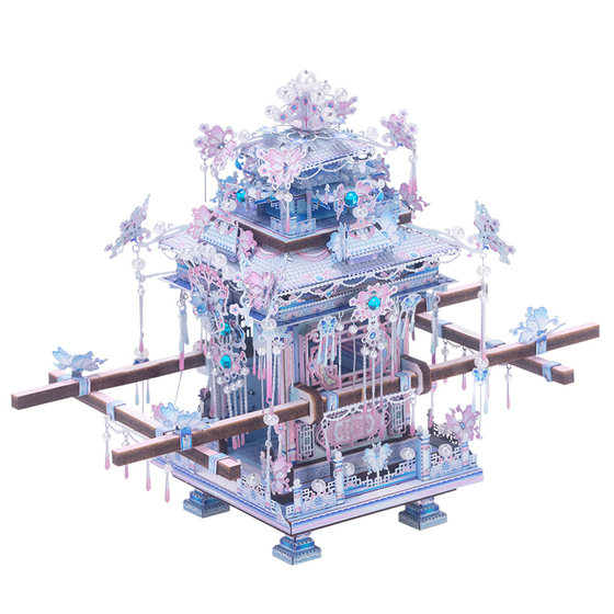 
Art model Chinese style three-dimensional refrigerator magnet Menghua walking chariot wedding sedan 3D puzzle metal assembly model handmade toys