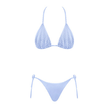 OceanMystery new small fresh taro purple three-dimensional texture jacquard straps triangle bikini women's top