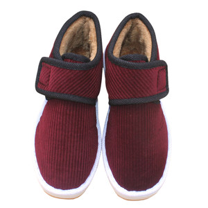 
Winter plus velvet thickened home interior non-slip warm black heel cotton fabric slippers middle-aged and elderly handmade cotton shoes