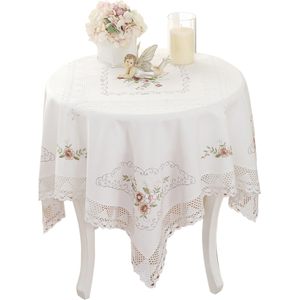 Weimi 5154 Simple Bargaining White Cotton Gauze Embroidery Table cloth cloth round tabletop household lace table cloth