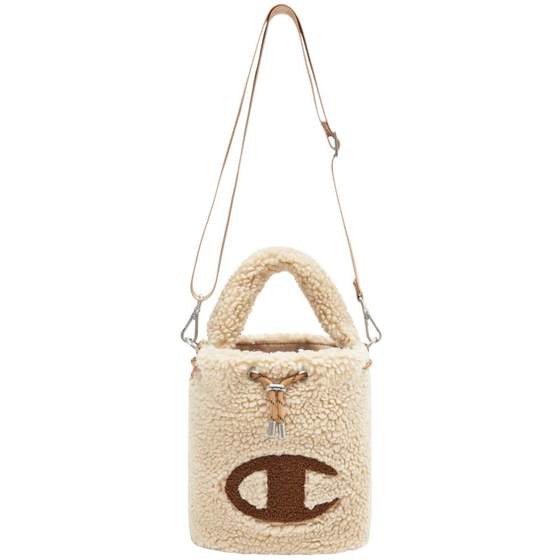 Champion plush bucket bag female furry crossbody bag cute shoulder bag girl cute out on the street