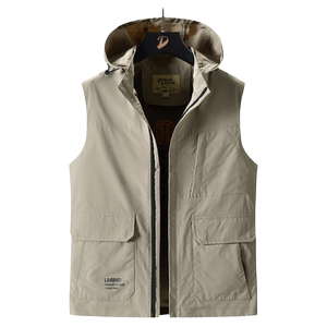 Leisure vest Men's spring and autumn wearing vest windproof and waterproof sports fast -drying horses hooded hooded workers