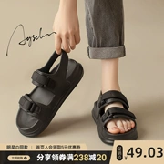 Dép sandal nữ 2023 mùa hè mới dép Velcro đa năng đế dày màu đen để mặc bên ngoài với váy đi chơi thể thao và đi biển dép 2 quai ngang nam