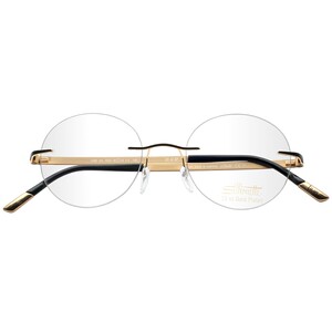 
Shile glasses frame men 23K gold plated frameless ultra light pure titanium business retro round frame screwless glasses frame 5480