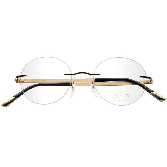 
Shile glasses frame men 23K gold plated frameless ultra light pure titanium business retro round frame screwless glasses frame 5480