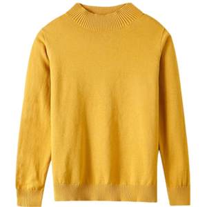 Can't afford the ball! Autumn new thickened semi -high -necked pure cotton sweater female solid sweater bottoming shirt loose size
