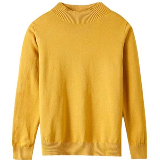 Can't afford the ball! Autumn new thickened semi -high -necked pure cotton sweater female solid sweater bottoming shirt loose size
