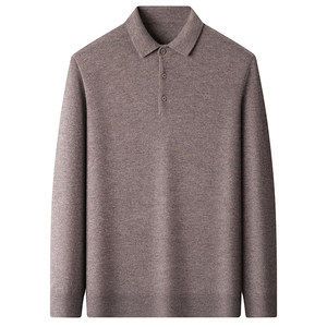 
Shanghai Chunzhu Cashmere Men's Winter POLO Shirt with Lapel Warm Middle-aged and Elderly Knitted Bottoming Shirt with Woolen Jacket Inside