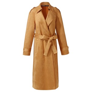 
50% off Gloria suede trench coat for women spring retro British style mid-length coat