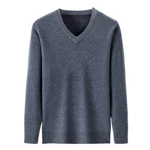 
Ordos winter 100% pure cashmere sweater men's V-neck thickened cardigan Daddy's knitted base sweater