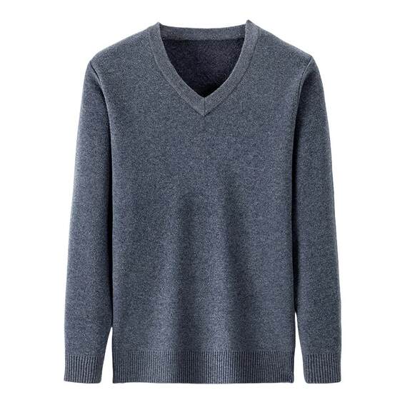 
Ordos winter 100% pure cashmere sweater men's V-neck thickened cardigan Daddy's knitted base sweater