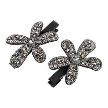 Plasia Korean flower hairpin female duckbill clip full diamond edge clip elegant versatile side bang hairpin headdress