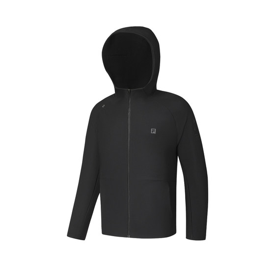 FILA official men's knitted hooded jacket 2024 autumn new fitness sports sunscreen basis top
