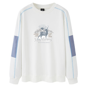 
TEEK2026 new men's sweatshirts are handsome, hoodless splicing spring trendy long-sleeved T-shirts for teenagers and students