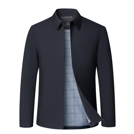 
Classic car new spring and autumn men's high-end wool mulberry silk business casual lapel jacket daddy jacket