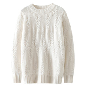 
Red out of the circle temperament commuting ~ thickened 100% pure cashmere sweater women's round neck cashmere sweater knitted top loose