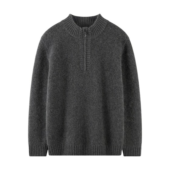 
Tongyue half-high zipper cashmere sweater men's 100 pure cashmere extra thick winter knitted base wool sweater thickened sweater