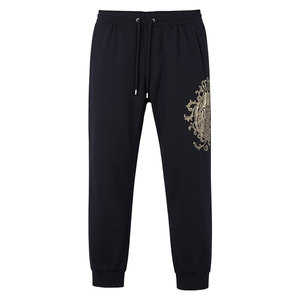 
Bindu Men's Spring and Summer Men's Black Embroidered Leg Casual Pants Trendy Versatile Trousers Sports Pants Nine-Point Pants