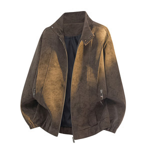 
Wassup Shark American retro leather jacket men's autumn and winter trendy brand high-end casual loose PU leather jacket