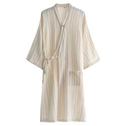 Rainbow Strip Kimono Nightgown Ladies Spring And Autumn Summer Pure Cotton Gauze Thin Section Loose Sweat Steaming Bathrobe Home Service Pajamas