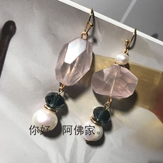 Серьги ▍阿佛家▍刚刚好天然粉晶珍珠防止过敏韩国欧美耳环耳饰百搭特惠