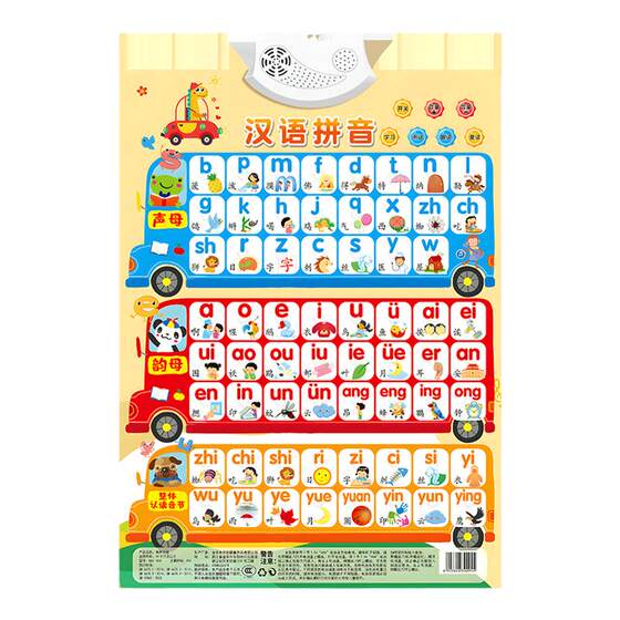 Pinyin alphabet wall sticker audio early education wall chart first grade initial consonants and finals overall recognition and reading of syllables and pronunciation artifact