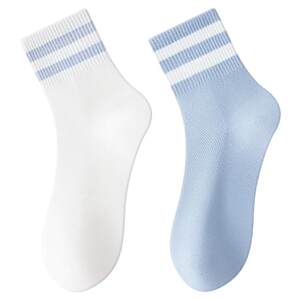 
Youth socks men's cotton socks summer thin anti-odor sweat-absorbent men's students big children boys white striped sports