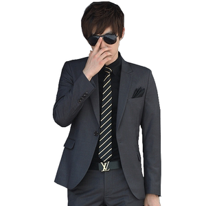 Suit suit set men's jacket Korean slim small suit business leisure interview format gray professional dress top