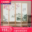 Phong cách Trung Quốc bằng gỗ nguyên khối gấp và di động Vách ngăn đơn giản phòng khách phòng ngủ chặn vải hiện đại rào cản khách sạn gia đình