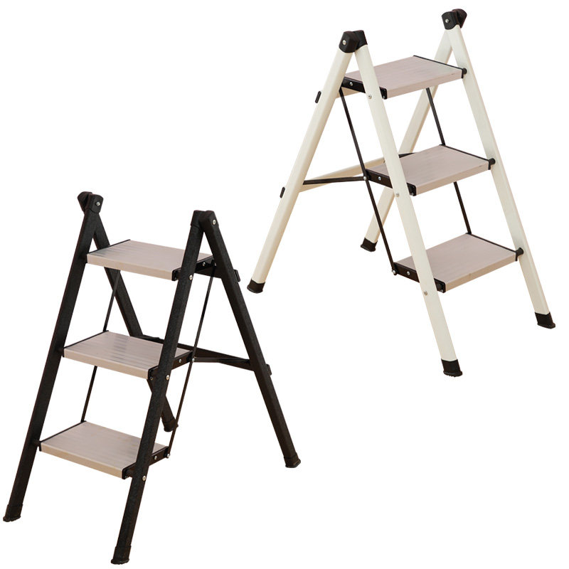 Tabouret Escabeau 3 Marches GOPLUS En Bois De Pin - Pliable Multifonction 57x39x65cm