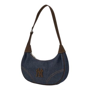 
MLB male and female couple denim KARINA same style presbyopic large LOGO handbag armpit bag BQMV3